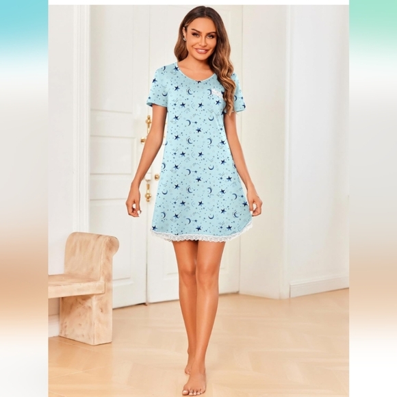 Ekouaer Women's Nightgown Sleepwear Soft Sleepshirt Short Sleeve Size Large-EUC - Picture 5 of 12